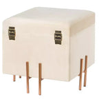 Pouf de rangement carré en velours Fabulaxe avec pieds dorés