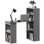 Bureau d'ordinateur moderne compact HOMCOM avec 6 étagères de rangement, table d'écriture et station de travail avec bibliothèque pour bureau à domicile