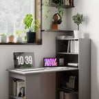 Bureau d'ordinateur moderne compact HOMCOM avec 6 étagères de rangement, table d'écriture et station de travail avec bibliothèque pour bureau à domicile