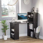 Bureau d'ordinateur moderne compact HOMCOM avec 6 étagères de rangement, table d'écriture et station de travail avec bibliothèque pour bureau à domicile