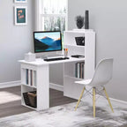 Bureau d'ordinateur moderne compact HOMCOM avec 6 étagères de rangement, table d'écriture et station de travail avec bibliothèque pour bureau à domicile