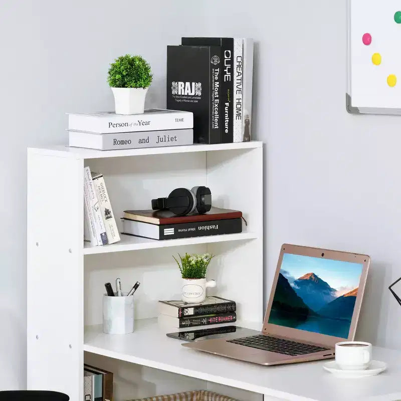 Bureau d'ordinateur moderne compact HOMCOM avec 6 étagères de rangement, table d'écriture et station de travail avec bibliothèque pour bureau à domicile