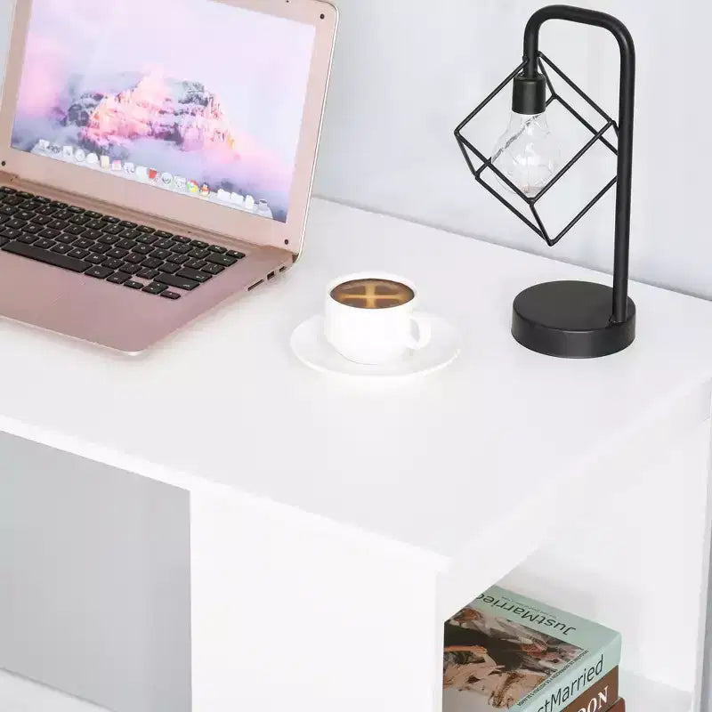 Bureau d'ordinateur moderne compact HOMCOM avec 6 étagères de rangement, table d'écriture et station de travail avec bibliothèque pour bureau à domicile