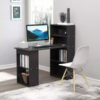 Bureau d'ordinateur moderne compact HOMCOM avec 6 étagères de rangement, table d'écriture et station de travail avec bibliothèque pour bureau à domicile