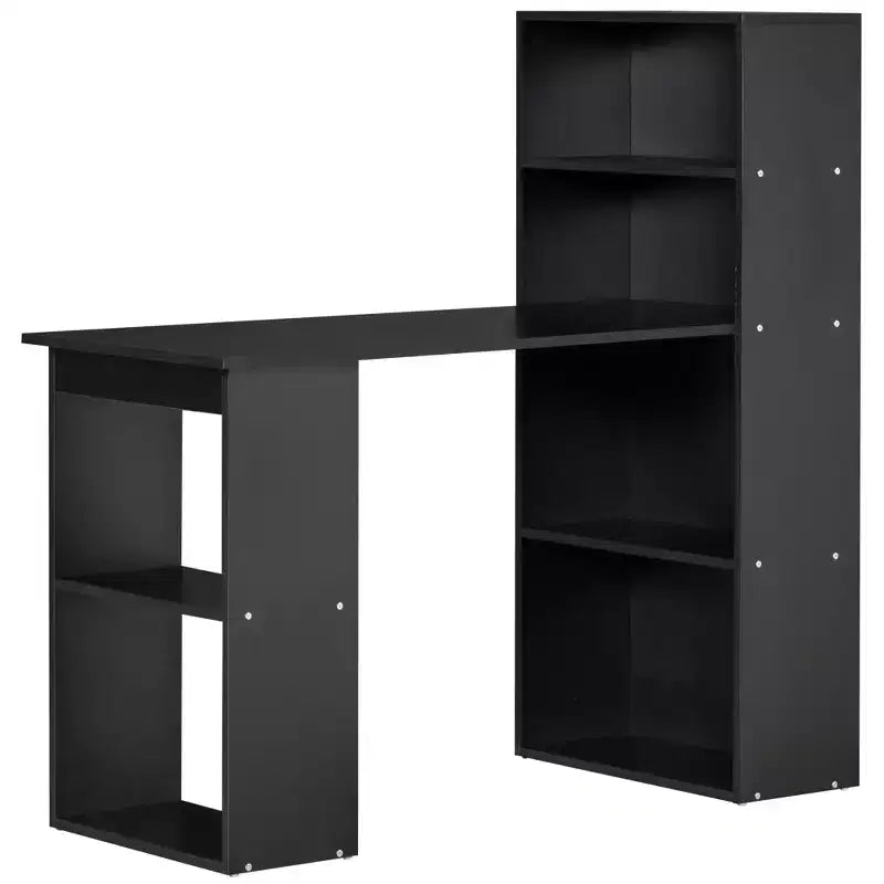 Bureau d'ordinateur moderne compact HOMCOM avec 6 étagères de rangement, table d'écriture et station de travail avec bibliothèque pour bureau à domicile