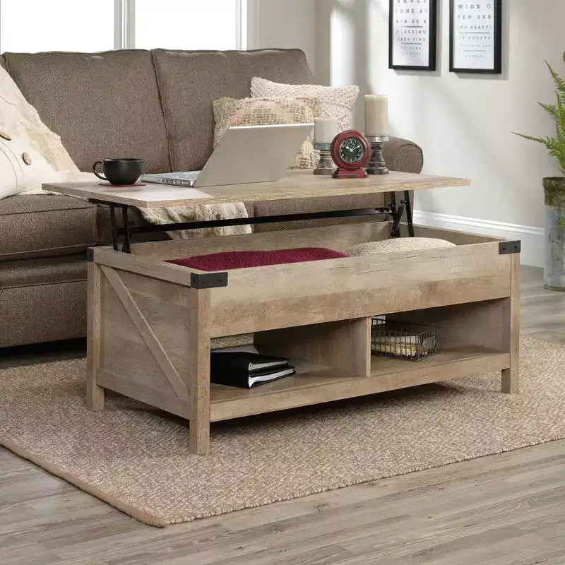 Table basse relevable Sauder Bridge Acre Rustic Farmhouse