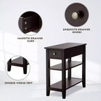 Costway Lot de 2 tables de chevet à 3 niveaux avec double étagère marron