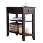 Costway Lot de 2 tables de chevet à 3 niveaux avec double étagère marron