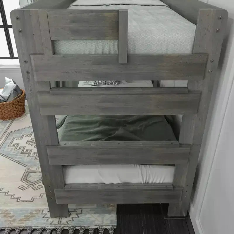 Max & Lily Lit superposé jumeau sur jumeau, lits superposés pour enfants en bois massif de style ferme