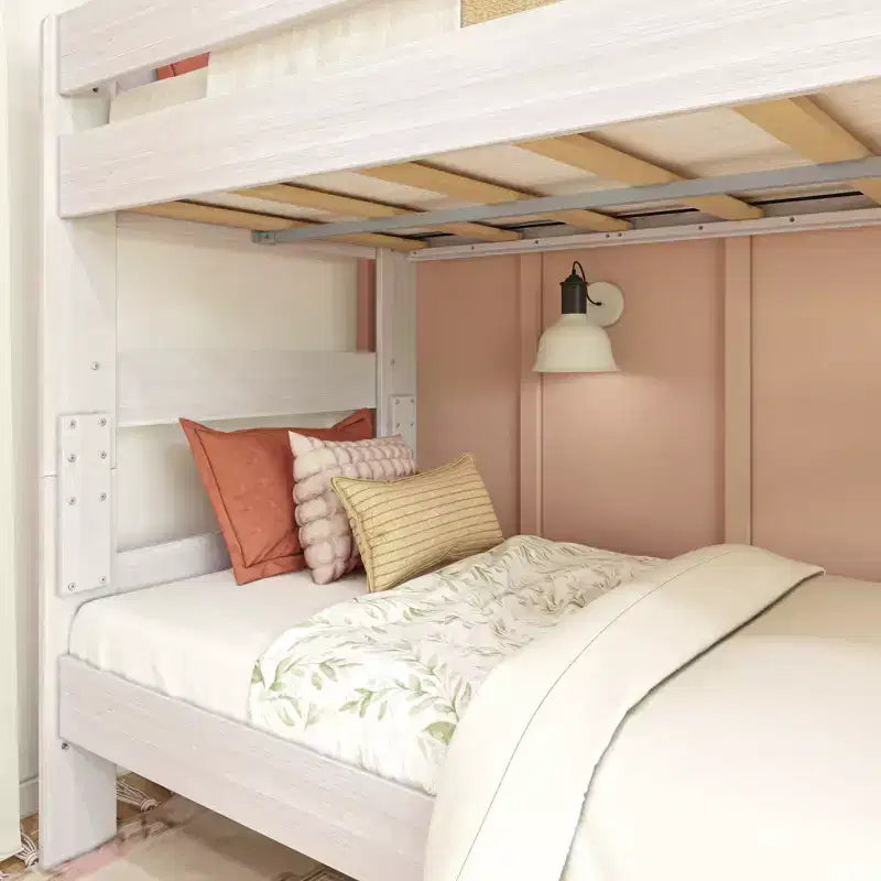 Max & Lily Lit superposé jumeau sur jumeau, lits superposés pour enfants en bois massif de style ferme
