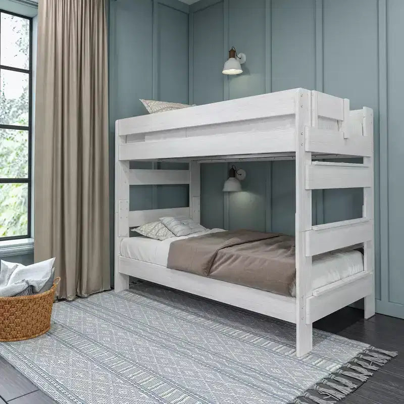 Max & Lily Lit superposé jumeau sur jumeau, lits superposés pour enfants en bois massif de style ferme