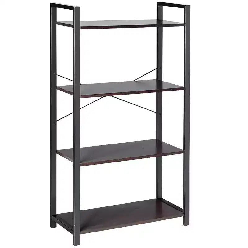 Costway 4-Tier Bookshelf Industrial Bookcase Diaplay Shelf Storage Rack Rustic Brown\Black