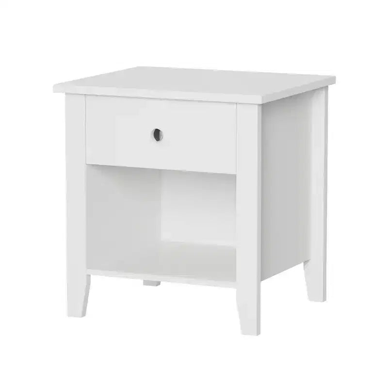 Table d'appoint avec tiroir et étagère ouverte Hastings Home Wood End Table, meuble de chambre ou de salon traditionnel, à utiliser comme table de chevet ou table d'appoint, blanc