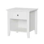 Table d'appoint avec tiroir et étagère ouverte Hastings Home Wood End Table, meuble de chambre ou de salon traditionnel, à utiliser comme table de chevet ou table d'appoint, blanc