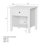 Table d'appoint avec tiroir et étagère ouverte Hastings Home Wood End Table, meuble de chambre ou de salon traditionnel, à utiliser comme table de chevet ou table d'appoint, blanc