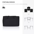 Table de cuisine de camping portable pliable en aluminium Outsunny avec pare-vent et 3 placards fermés pour barbecue, fête, pique-niques, jardins
