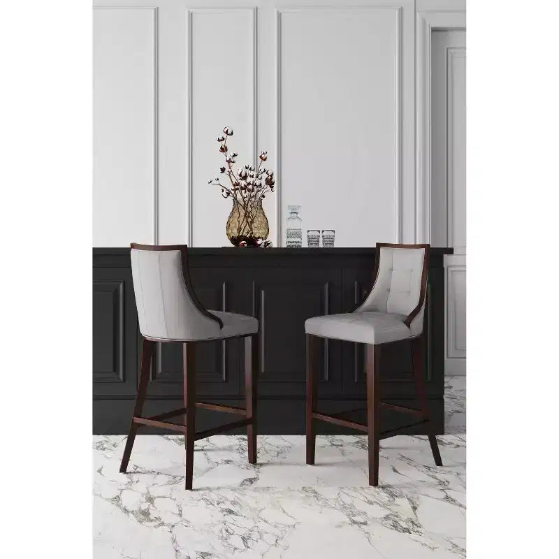 Tabouret de bar Fifth Avenue en bois de hêtre rembourré avec revêtement en similicuir - Manhattan Comfort
