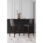 Tabouret de bar Fifth Avenue en bois de hêtre rembourré avec revêtement en similicuir - Manhattan Comfort