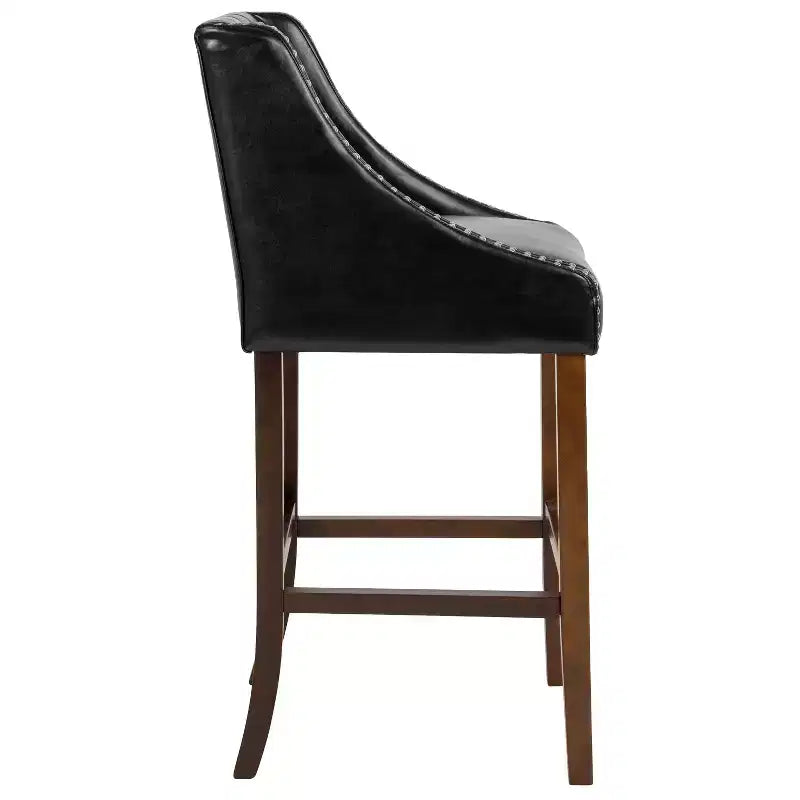 Tabouret de bar Merrick Lane 30 po de hauteur, rembourré, style transitionnel, capitonné avec garniture cloutée décorative