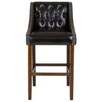 Tabouret de bar Merrick Lane 30 po de hauteur, rembourré, style transitionnel, capitonné avec garniture cloutée décorative