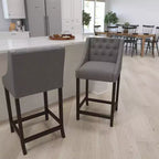 Tabouret de bar Merrick Lane 30 po de hauteur, rembourré, style transitionnel, capitonné avec garniture cloutée décorative