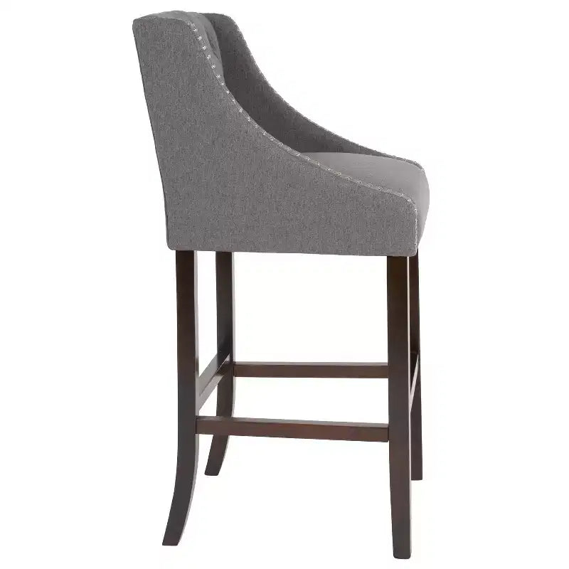 Tabouret de bar Merrick Lane 30 po de hauteur, rembourré, style transitionnel, capitonné avec garniture cloutée décorative