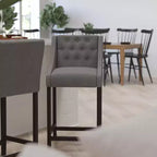 Tabouret de bar Merrick Lane 30 po de hauteur, rembourré, style transitionnel, capitonné avec garniture cloutée décorative