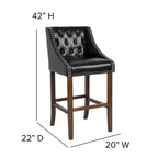Tabouret de bar Merrick Lane 30 po de hauteur, rembourré, style transitionnel, capitonné avec garniture cloutée décorative