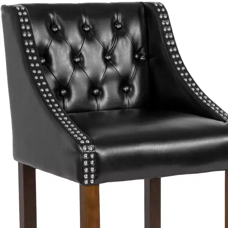 Tabouret de bar Merrick Lane 30 po de hauteur, rembourré, style transitionnel, capitonné avec garniture cloutée décorative