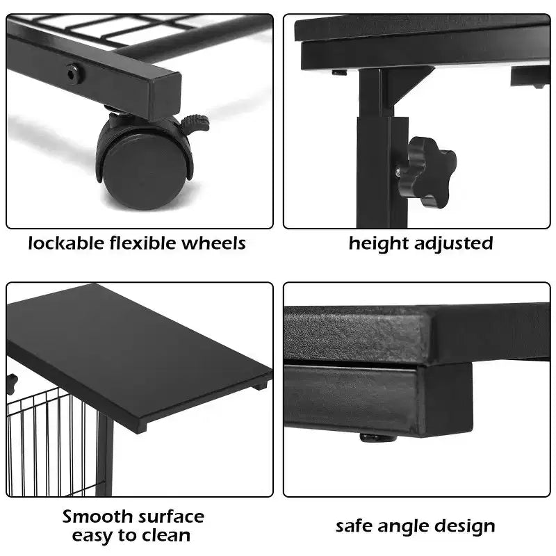 Costway Table d'appoint de canapé réglable en hauteur, table de snack, table basse coulissante avec roulettes