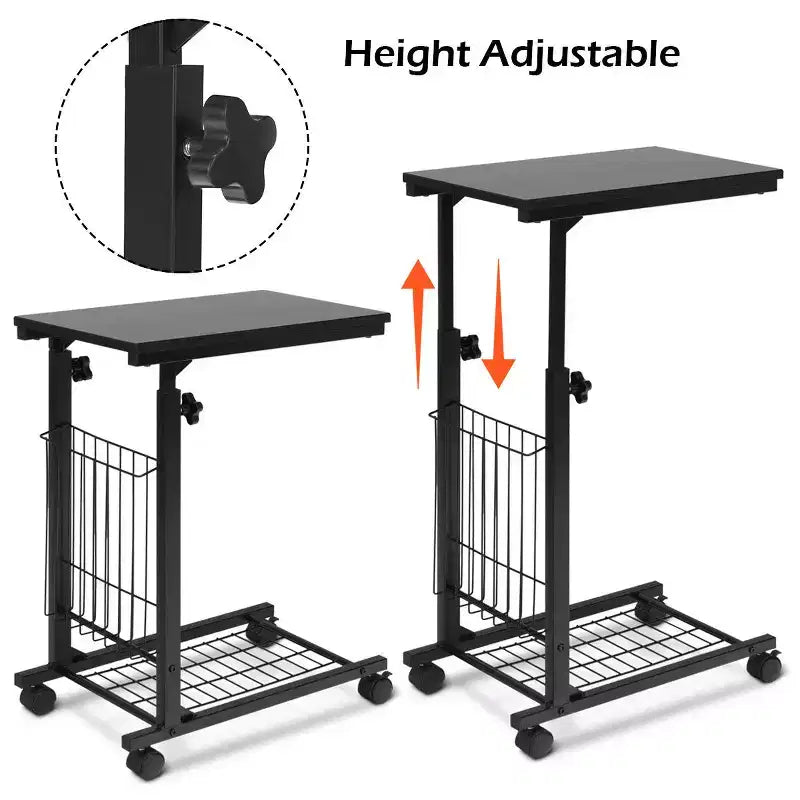 Costway Table d'appoint de canapé réglable en hauteur, table de snack, table basse coulissante avec roulettes