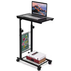 Costway Table d'appoint de canapé réglable en hauteur, table de snack, table basse coulissante avec roulettes