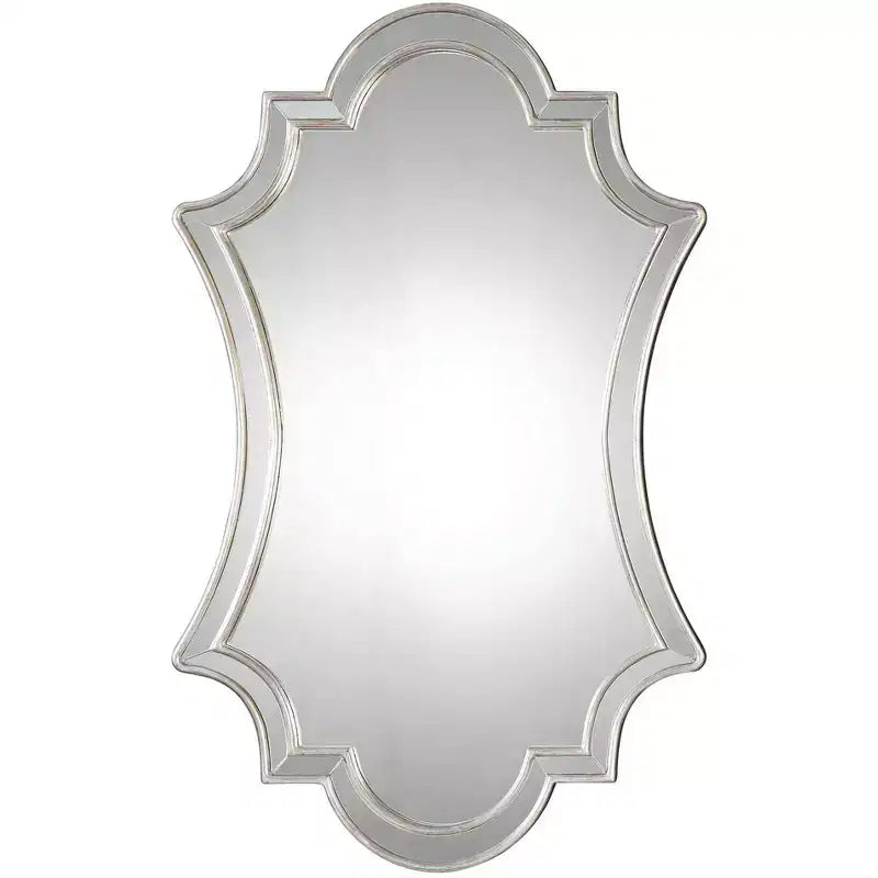 Uttermost Arched Top Quatrefoil Vanity Accent Wall Mirror Vintage Antiqued Silver Mirrored Frame 27 Wide for Bathroom Bedroom