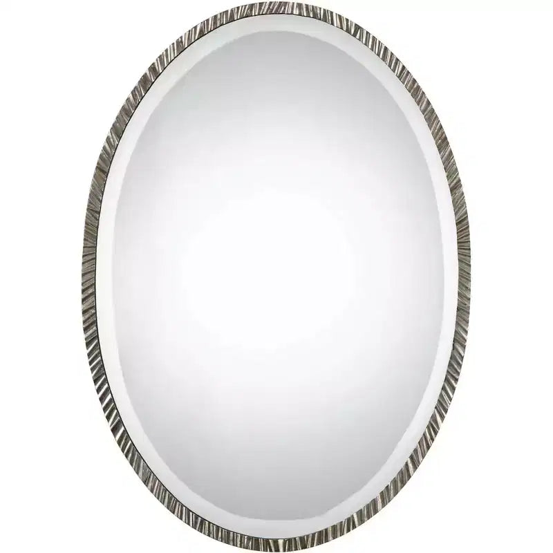 Uttermost Oval Vanity Accent Wall Mirror Modern Polished Nickel Metal Frame 20 Wide for Bathroom Bedroom Living Room Home Office