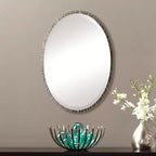 Miroir mural décoratif ovale Uttermost, cadre en métal poli nickel, moderne, 50,8 cm de large, pour salle de bain, chambre, salon, bureau à domicile