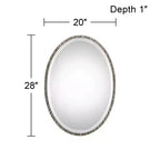 Miroir mural décoratif ovale Uttermost, cadre en métal poli nickel, moderne, 50,8 cm de large, pour salle de bain, chambre, salon, bureau à domicile