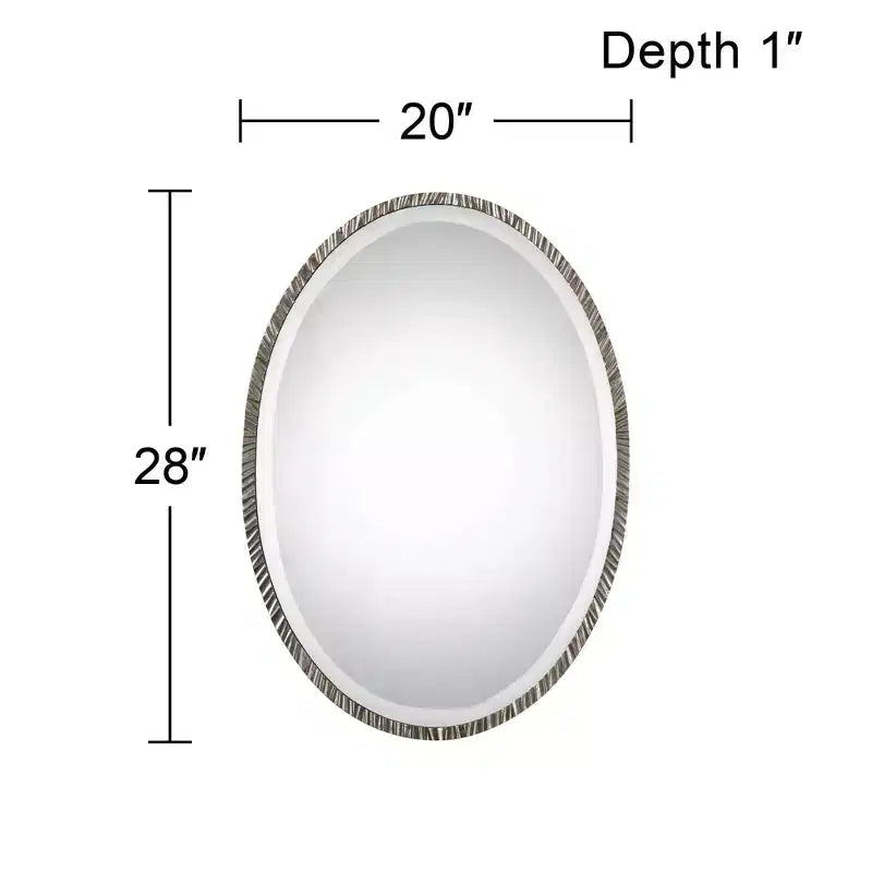 Miroir mural décoratif ovale Uttermost, cadre en métal poli nickel, moderne, 50,8 cm de large, pour salle de bain, chambre, salon, bureau à domicile