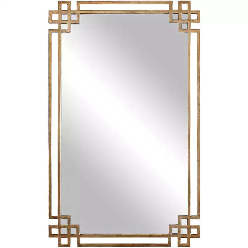 Uttermost Rectangular Vanity Accent Wall Mirror Industrial Plated Gold Metal Open Frame 23 Wide for Bathroom Bedroom Living Room