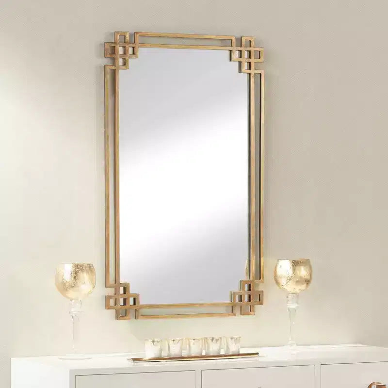 Miroir mural accent rectangulaire Uttermost, cadre ouvert en métal doré plaqué, style industriel, 23" de large, pour salle de bain, chambre à coucher, salon