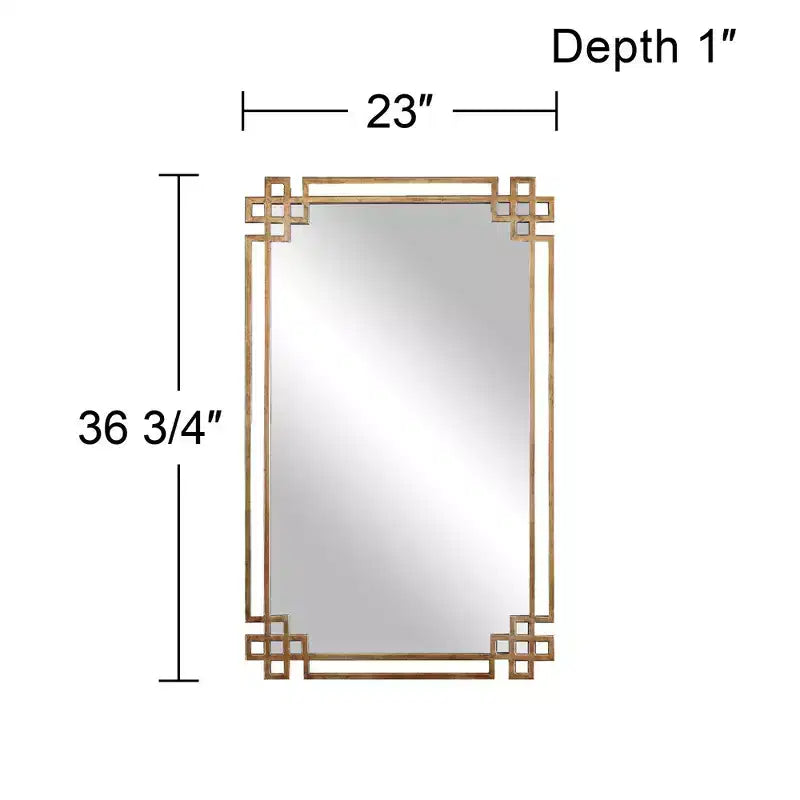Miroir mural accent rectangulaire Uttermost, cadre ouvert en métal doré plaqué, style industriel, 23" de large, pour salle de bain, chambre à coucher, salon