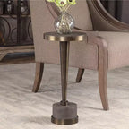 Table d'appoint ronde Uttermost Industrial Oxidized Bronze 26,7 cm Large Marron Gris Salon Chambre Chevet Entrée Bureau