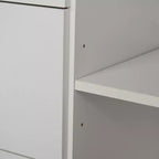 HOMCOM Armoire de cuisine autoportante, buffet avec huche de rangement avec 2 armoires à portes, 3 tiroirs et comptoir ouvert, étagère réglable, blanc