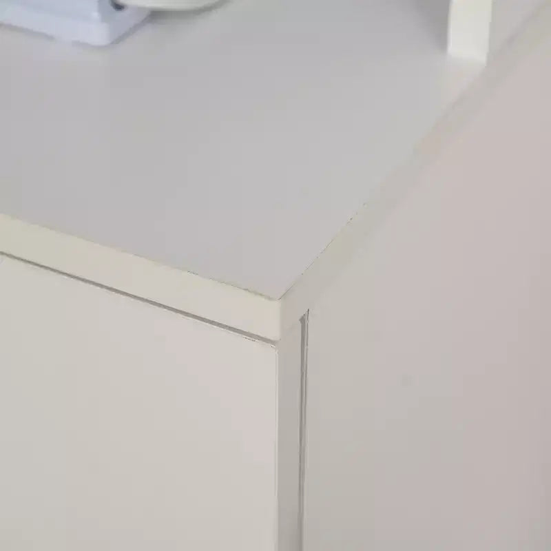 HOMCOM Armoire de cuisine autoportante, buffet avec huche de rangement avec 2 armoires à portes, 3 tiroirs et comptoir ouvert, étagère réglable, blanc