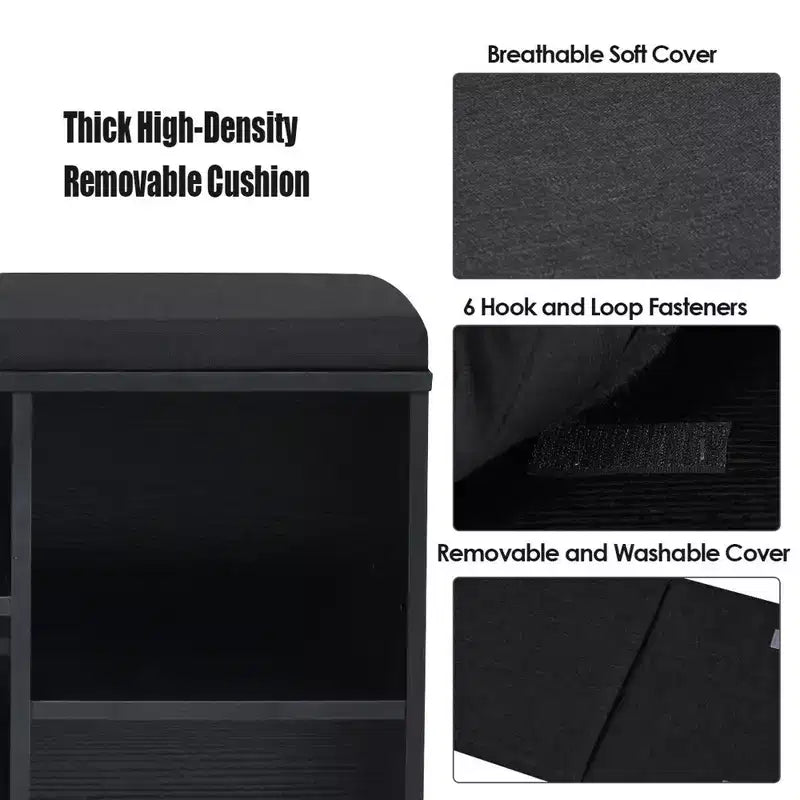 Banc de rangement pour chaussures Costway avec coussin, 10 compartiments, réglable