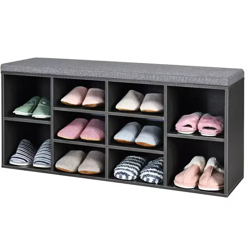 Banc de rangement pour chaussures Costway avec coussin, 10 compartiments, réglable