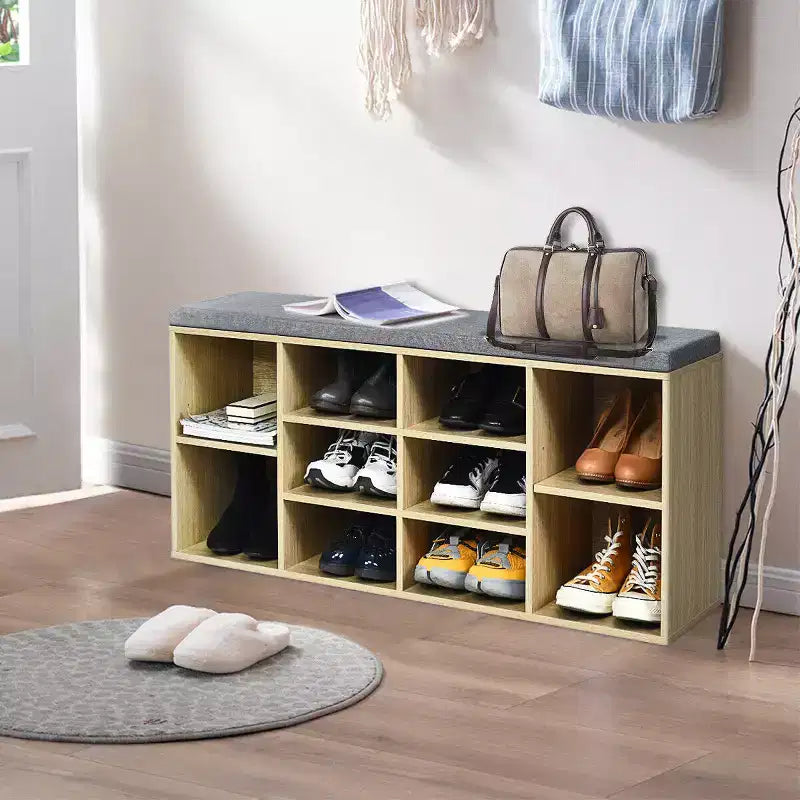 Banc de rangement pour chaussures Costway avec coussin, 10 compartiments, réglable