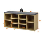 Banc de rangement pour chaussures Costway avec coussin, 10 compartiments, réglable