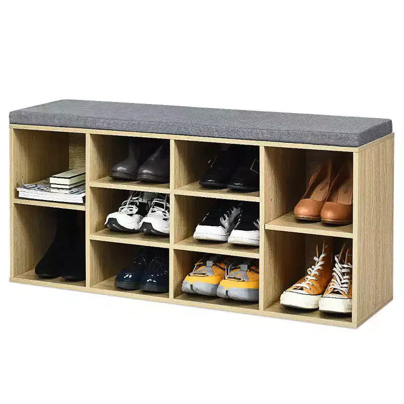 Banc de rangement pour chaussures Costway avec coussin, 10 compartiments, réglable