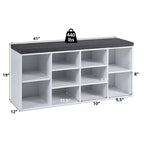 Banc de rangement pour chaussures Costway avec coussin, 10 compartiments, réglable