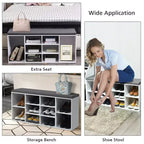 Banc de rangement pour chaussures Costway avec coussin, 10 compartiments, réglable